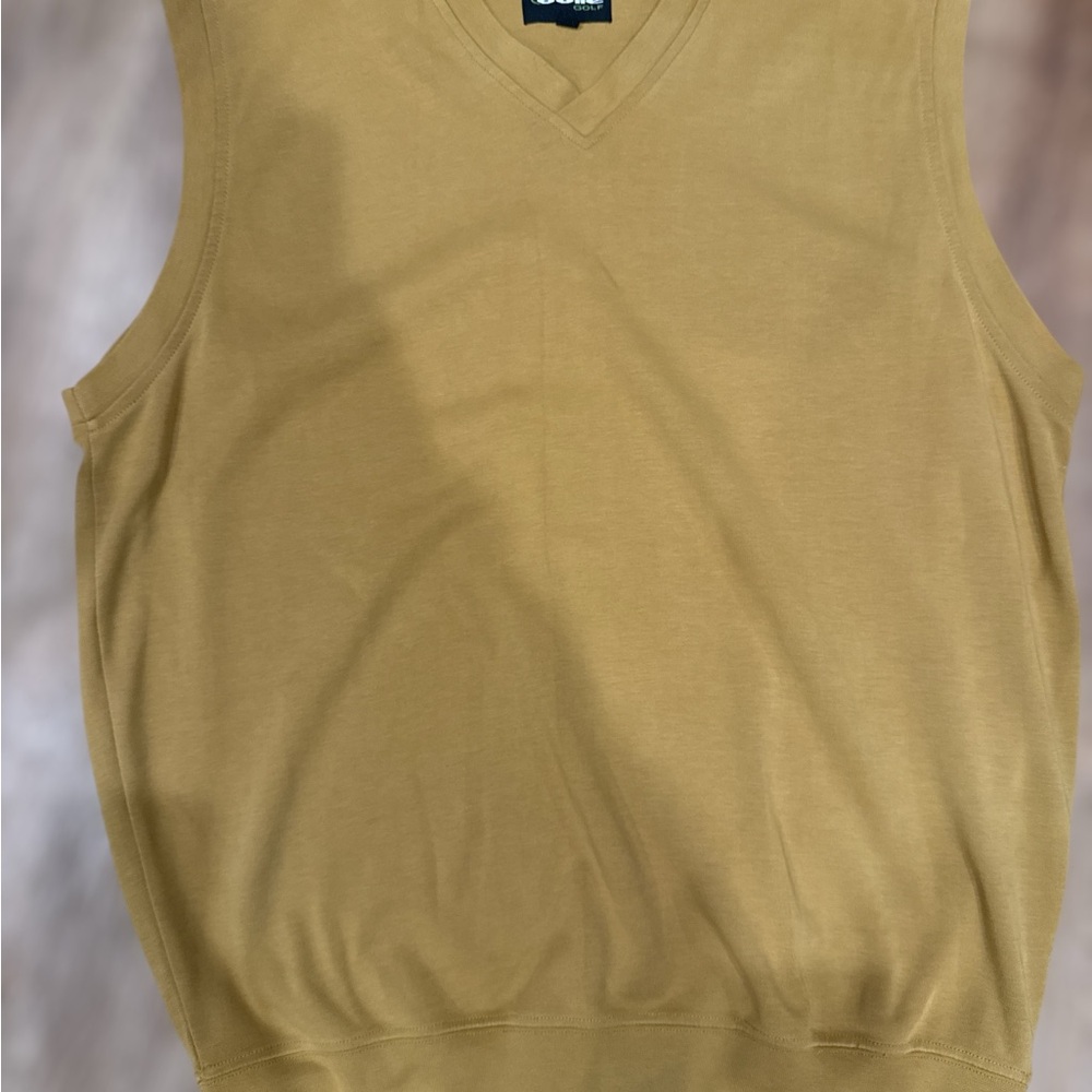 Bolle Golf Vest Mens  Size M 100% Fine Pima Cotton Sleeveless Gold